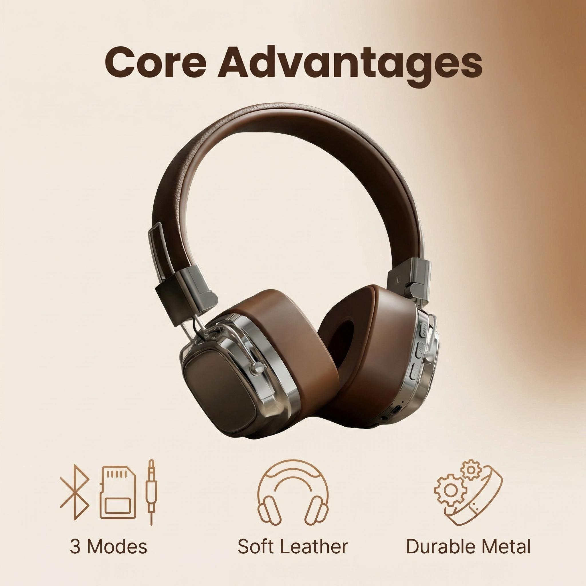 Retro Gaming Cables - Casque audio rétro en cuir sans
